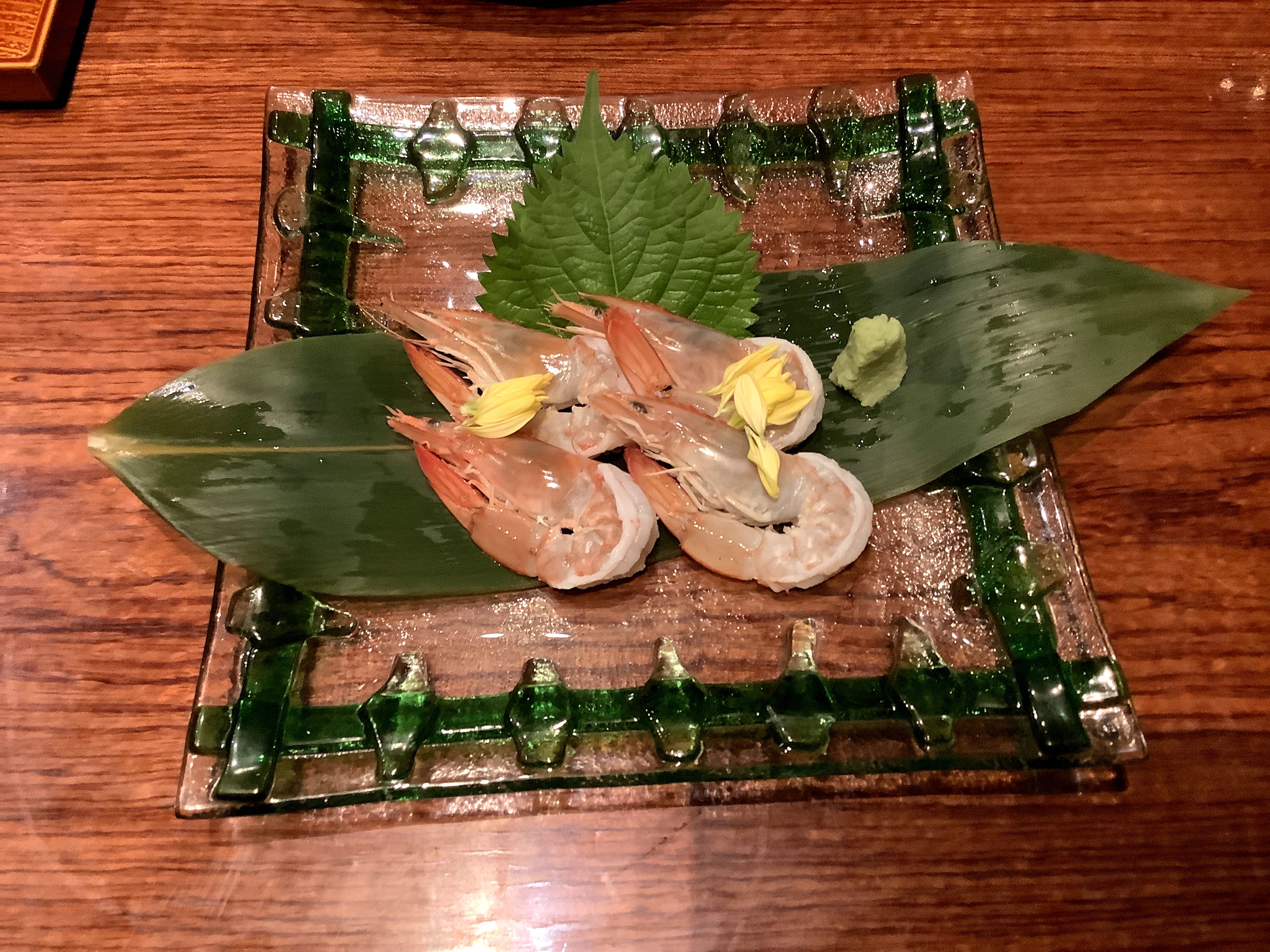 Sashimi(raw) of Shiro hime ebi (White prince shirmps)