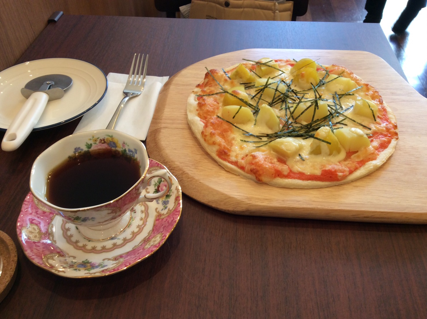 coffee and potato pizza